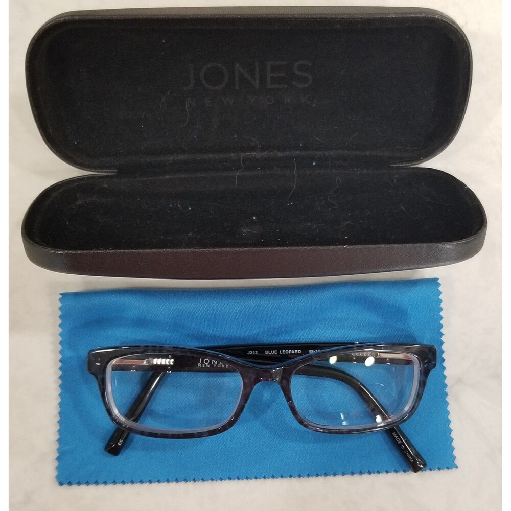 Jones New York J243 Eyeglasses Blue Leopard Frames Case Cloth frames only